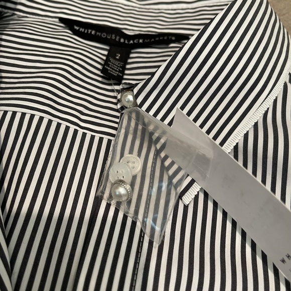 WHBM Striped grey/white long sleeve Top Sz 2 NWT - Picture 5 of 7